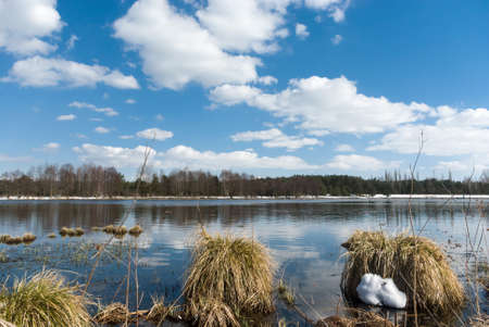blue lake with cloudy sky, nature seriesの写真素材