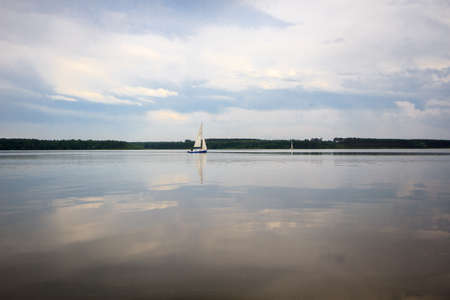 blue lake with cloudy sky, nature seriesの写真素材