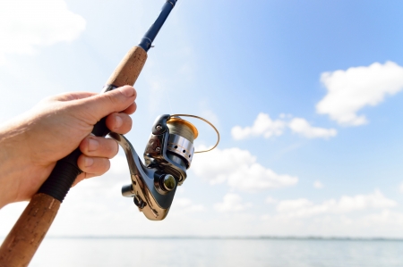 fishing, fishing in a lake, nature seriesの写真素材