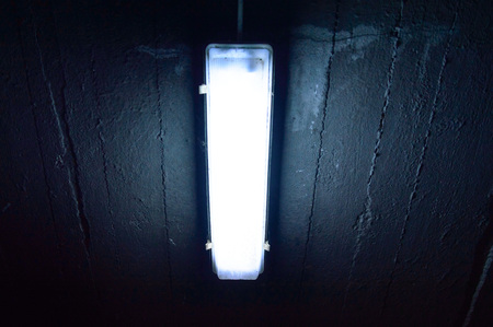 shot of a garage lamp, lamp for night reading and workingの写真素材