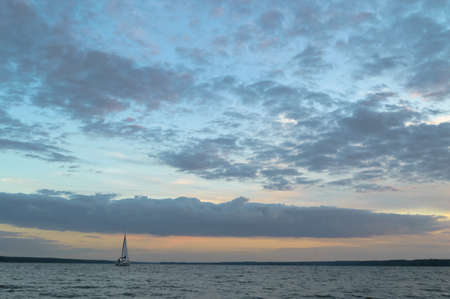 blue lake with cloudy sky, nature seriesの写真素材