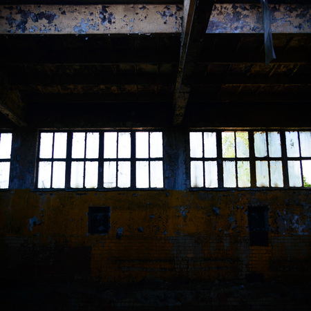 ruins of a very heavily polluted industrial factory, place was known as one of the most polluted towns in Europeの写真素材