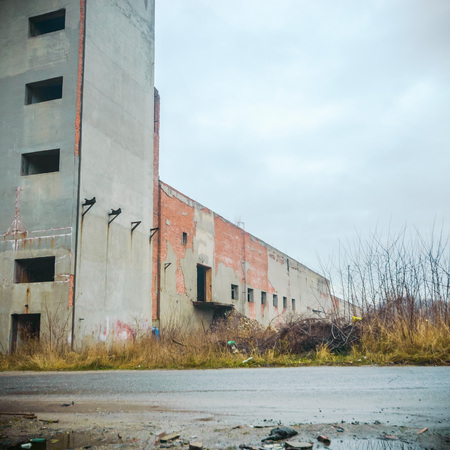 ruins of a very heavily polluted industrial factory, place was known as one of the most polluted towns in Europeの写真素材