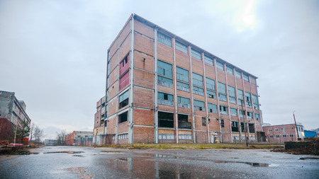ruins of a very heavily polluted industrial factoryの写真素材