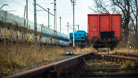 view of the railway track on a sunny dayの写真素材