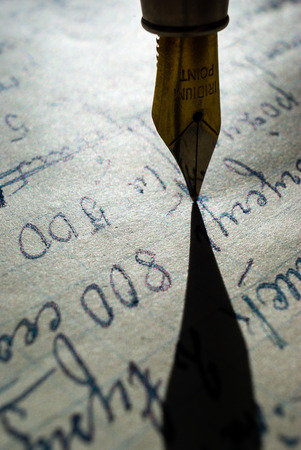 fountain golden pen isolated Isolated on color bacgroundの写真素材