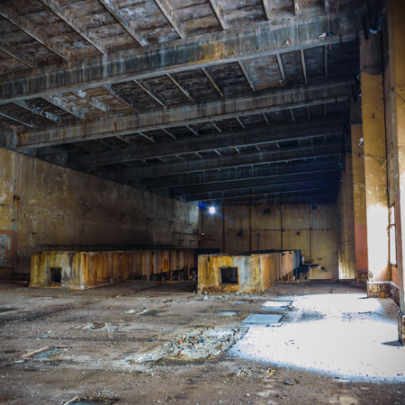 ruins of a very heavily polluted industrial factory, place was known as one of the most polluted towns in Europeの写真素材
