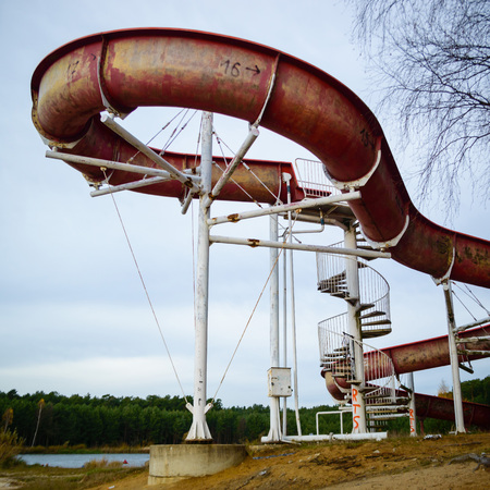 ruins of a very heavily polluted industrial factory, place was known as one of the most polluted towns in Europeの写真素材