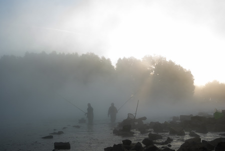 landscape with natural fogy river, nature seriesの写真素材