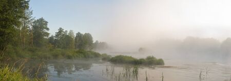 landscape with natural fogy river, nature series