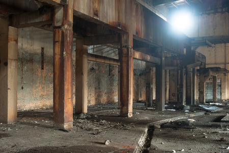 ruins of a very heavily polluted industrial factory, place was known as one of the most polluted towns in Europeの写真素材
