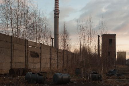 ruins of a very heavily polluted industrial factory, place was known as one of the most polluted towns in Europeの写真素材