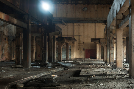 ruins of a very heavily polluted industrial factory, place was known as one of the most polluted towns in Europeの写真素材