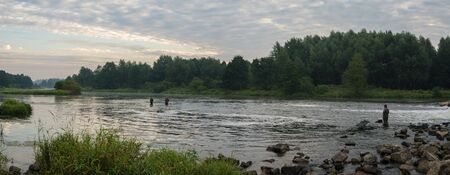 fishing, fishing in a lake, nature seriesの写真素材