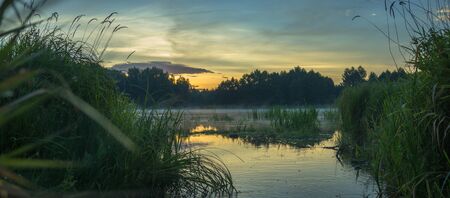 blue lake with cloudy sky, nature seriesの写真素材