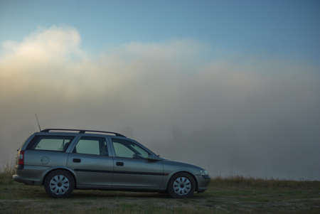 silver car in nature scenery, nature seriesの写真素材