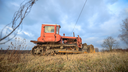 digger, old heavy duty construction equipment, industrial seriesの写真素材