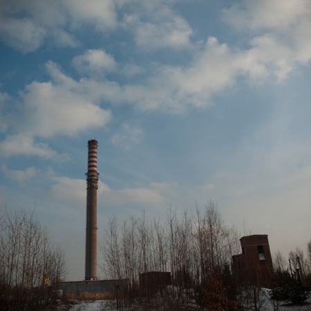 ruins of a very heavily polluted industrial factory, industrial seriesの写真素材