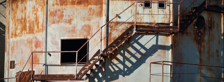 ruins of a very heavily polluted industrial factory, industrial seriesの写真素材