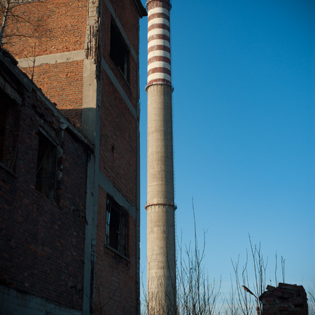 ruins of a very heavily polluted industrial factory, industrial seriesの写真素材