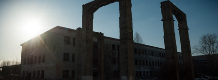 ruins of a very heavily polluted industrial factory, industrial seriesの写真素材