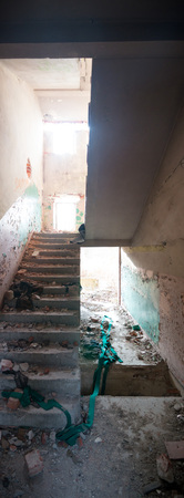 ruins of a very heavily polluted industrial factory, industrial seriesの写真素材
