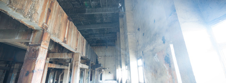 ruins of a very heavily polluted industrial factory, industrial seriesの写真素材