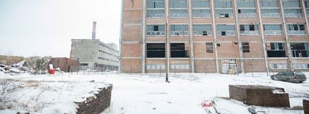 ruins of a very heavily polluted industrial factory, industrial seriesの写真素材