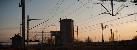 view of the railway track on a sunny dayの写真素材