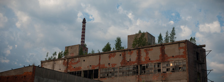 ruins of a very heavily polluted industrial factory, industrial seriesの写真素材