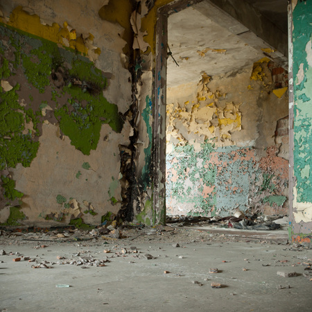 ruins of a very heavily polluted industrial factory, industrial seriesの写真素材