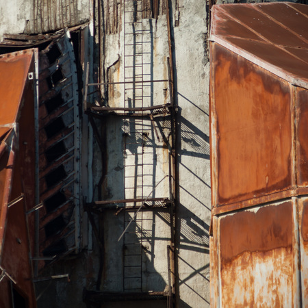 ruins of a very heavily polluted industrial factory, industrial seriesの写真素材