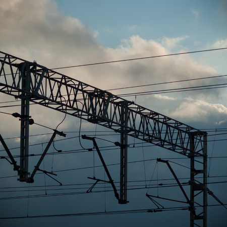 view of the railway track on a sunny dayの写真素材
