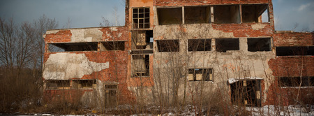ruins of a very heavily polluted industrial factory, industrial seriesの写真素材
