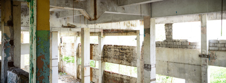 ruins of a very heavily polluted industrial factory, industrial seriesの写真素材