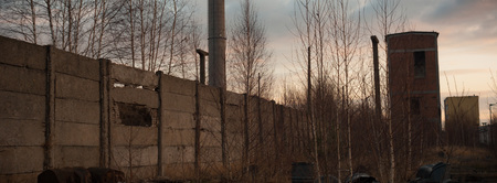 ruins of a very heavily polluted industrial factory, industrial seriesの写真素材