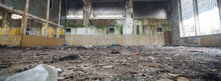 ruins of a very heavily polluted industrial factory, industrial seriesの写真素材