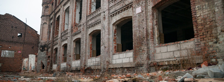ruins of a very heavily polluted industrial factory, industrial seriesの写真素材