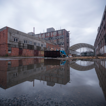 ruins of a very heavily polluted industrial factory, industrial seriesの写真素材