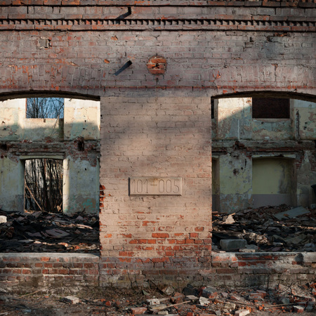 ruins of a very heavily polluted industrial factory, industrial seriesの写真素材