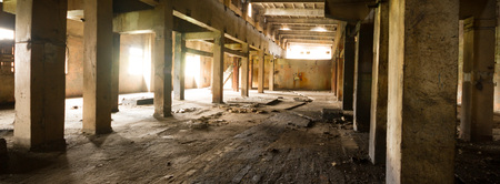 ruins of a very heavily polluted industrial factory, industrial seriesの写真素材