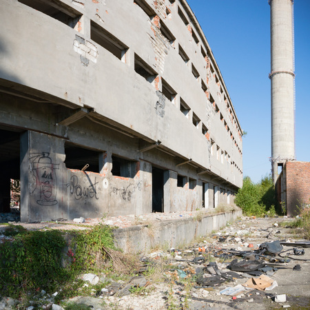 ruins of a very heavily polluted industrial factory, industrial seriesの写真素材