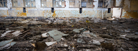 ruins of a very heavily polluted industrial factory, industrial seriesの写真素材