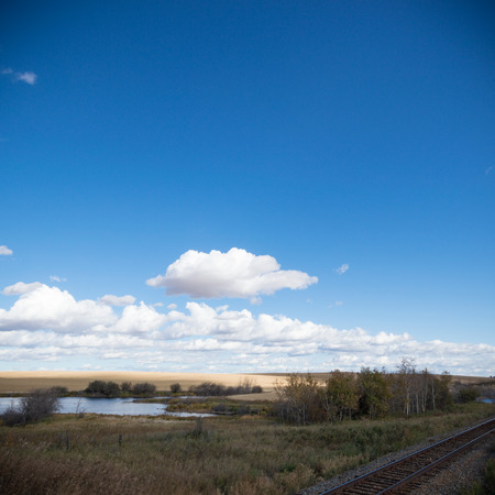 view of the railway track on a sunny dayの写真素材