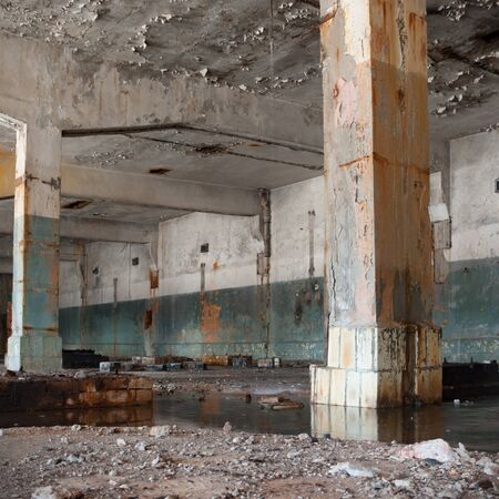 ruins of a very heavily polluted industrial factory, industrial seriesの写真素材