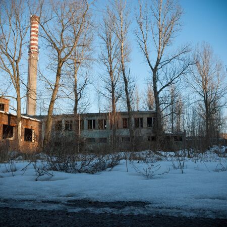 ruins of a very heavily polluted industrial factory, industrial seriesの写真素材