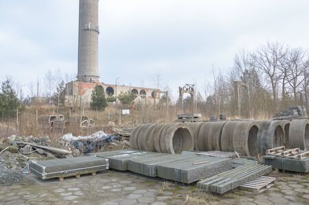 ruins of a very heavily polluted industrial factory, industrial seriesの写真素材