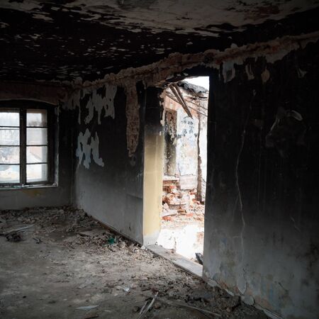 ruins of a very heavily polluted industrial factory, industrial seriesの写真素材