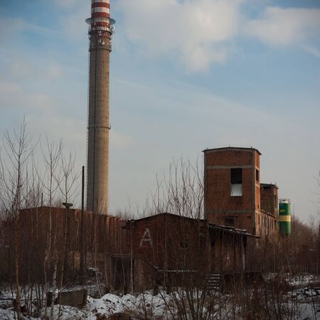 ruins of a very heavily polluted industrial factory, industrial seriesの写真素材