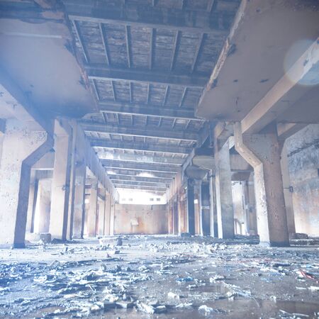ruins of a very heavily polluted industrial factory, industrial seriesの写真素材